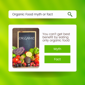 Green Gradient Coconut Water Myth or Fact Instagram Post Unveiling the Health Benefits of Organic Foods: Fact or Fiction?