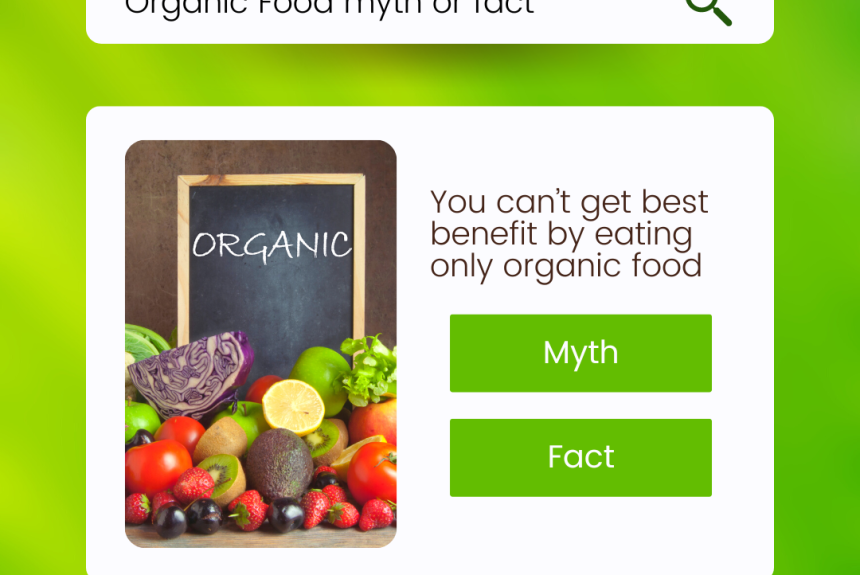 Green Gradient Coconut Water Myth or Fact Instagram Post Unveiling the Health Benefits of Organic Foods: Fact or Fiction?